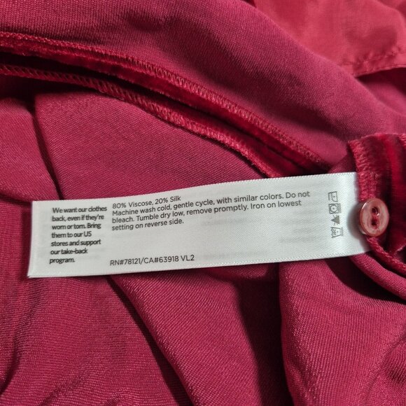 Eileen Fisher Women's Size M Ruby Red Silk Velvet Crew Neck Knee Length Dress 53 - Picture 5 of 11